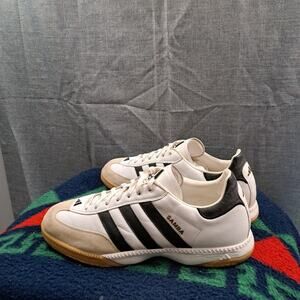 Adidas 661694 Samba Soccer Shoes Mens Sz 13.5 White Black Stripes Leather/Suede